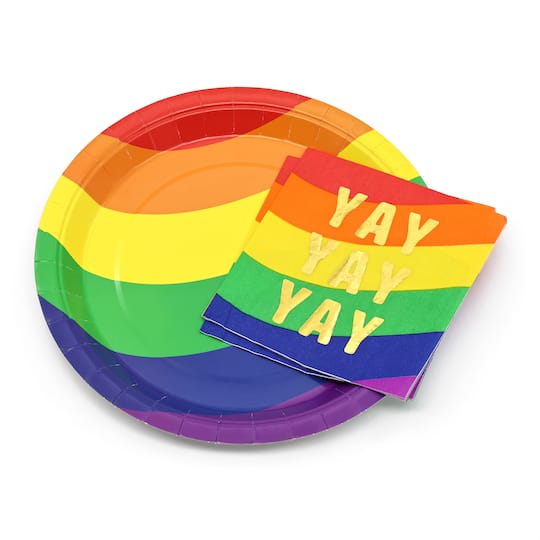 9" Pride Rainbow Stripes Round Paper Dinner Plates, 10ct. by Celebrate It™